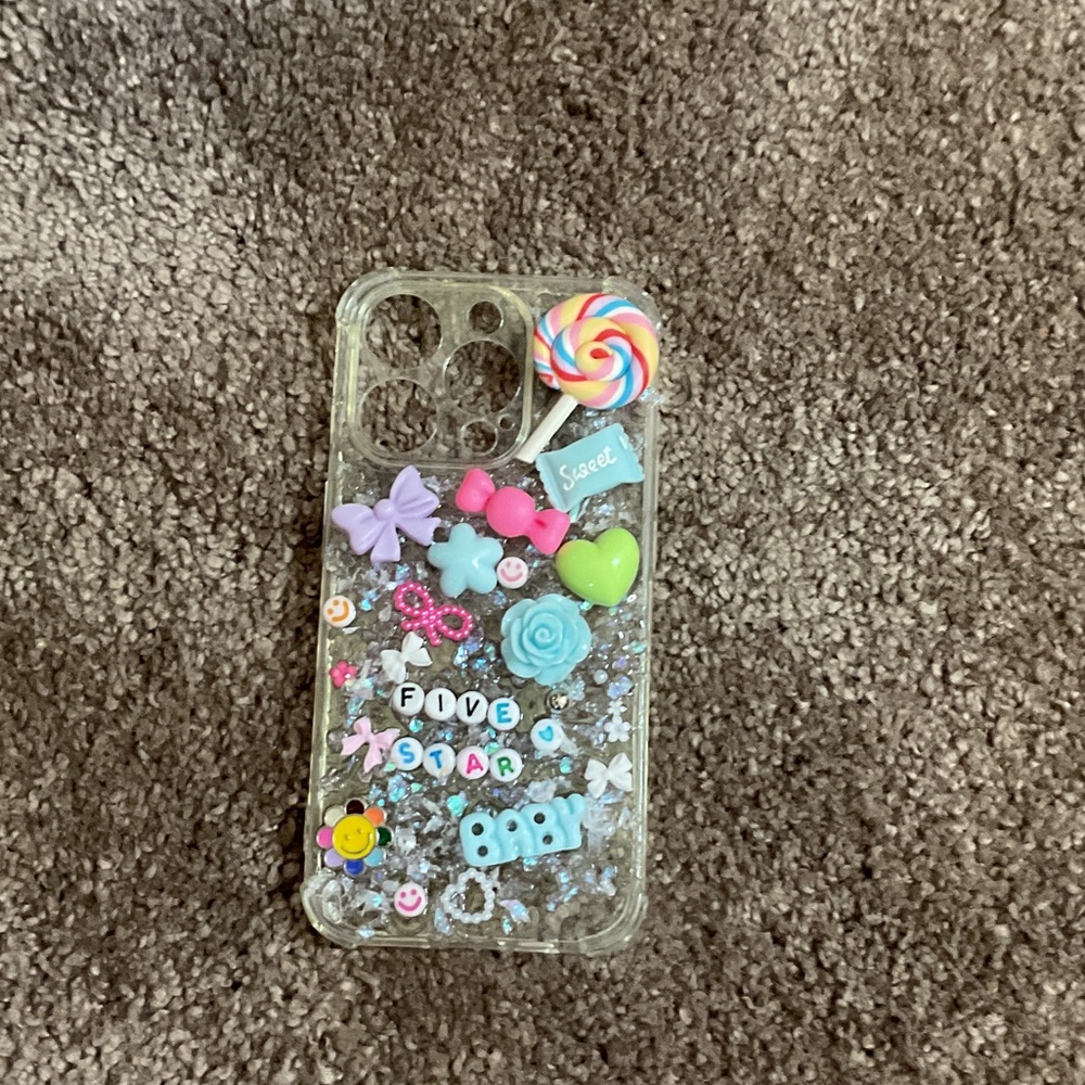 Decorative Phone Case with Multicolor Charms